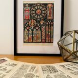 Lithograph engraving on stained glass windows (Notre Dame de Paris) from 1897