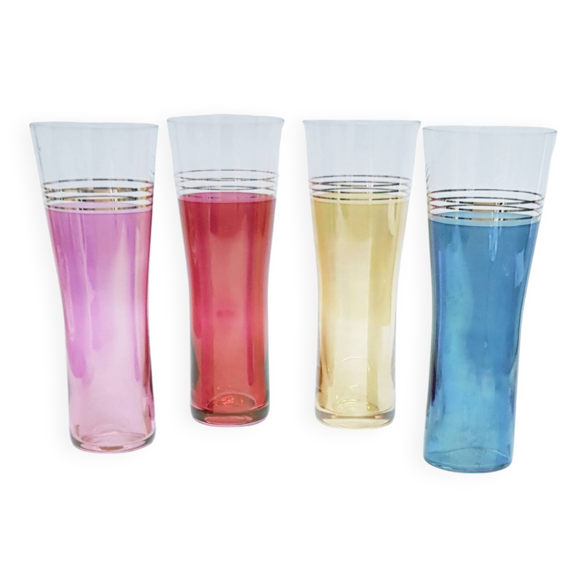 1960's pearlescent Tom Collins glasses