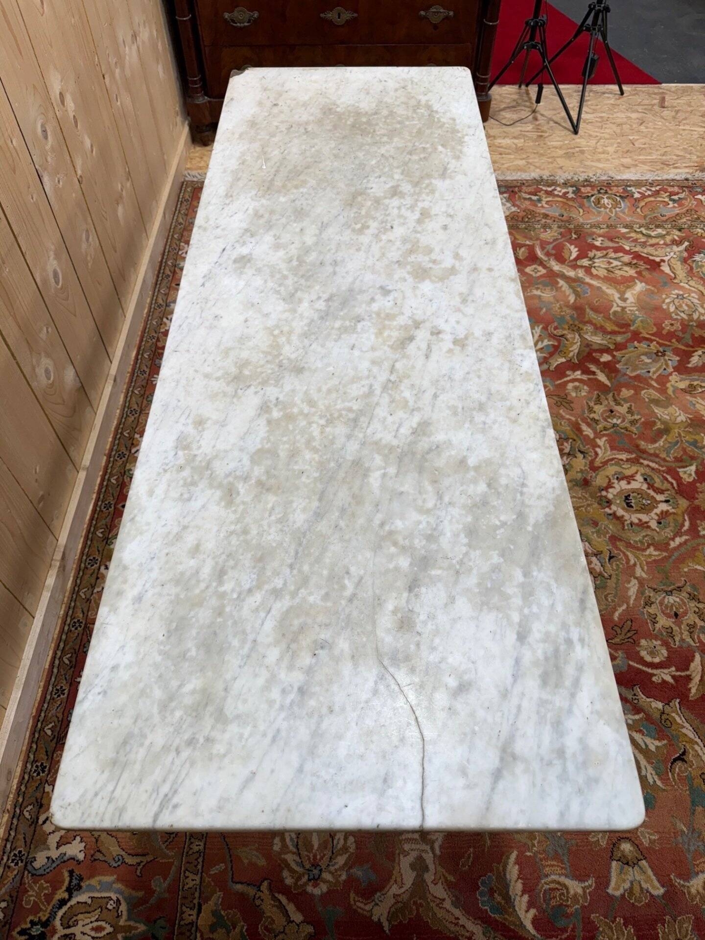 Table de bistrot en fonte de fer et marbre blanc de carrare