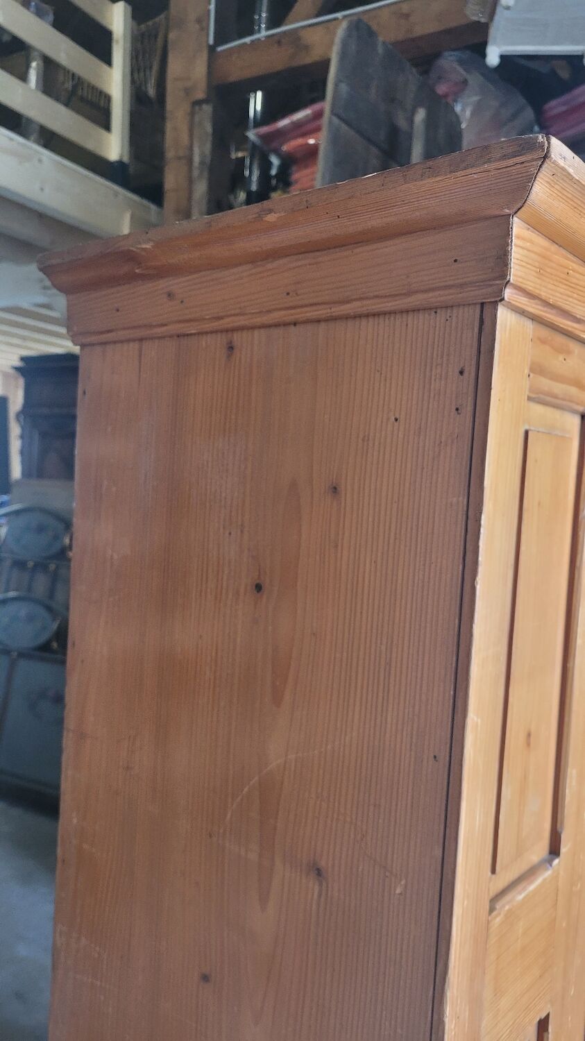 Parisian wardrobe in vintage pine old manufacture 1950