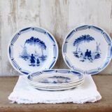 6 antique French dessert plates, Moulin des Loups, 4067