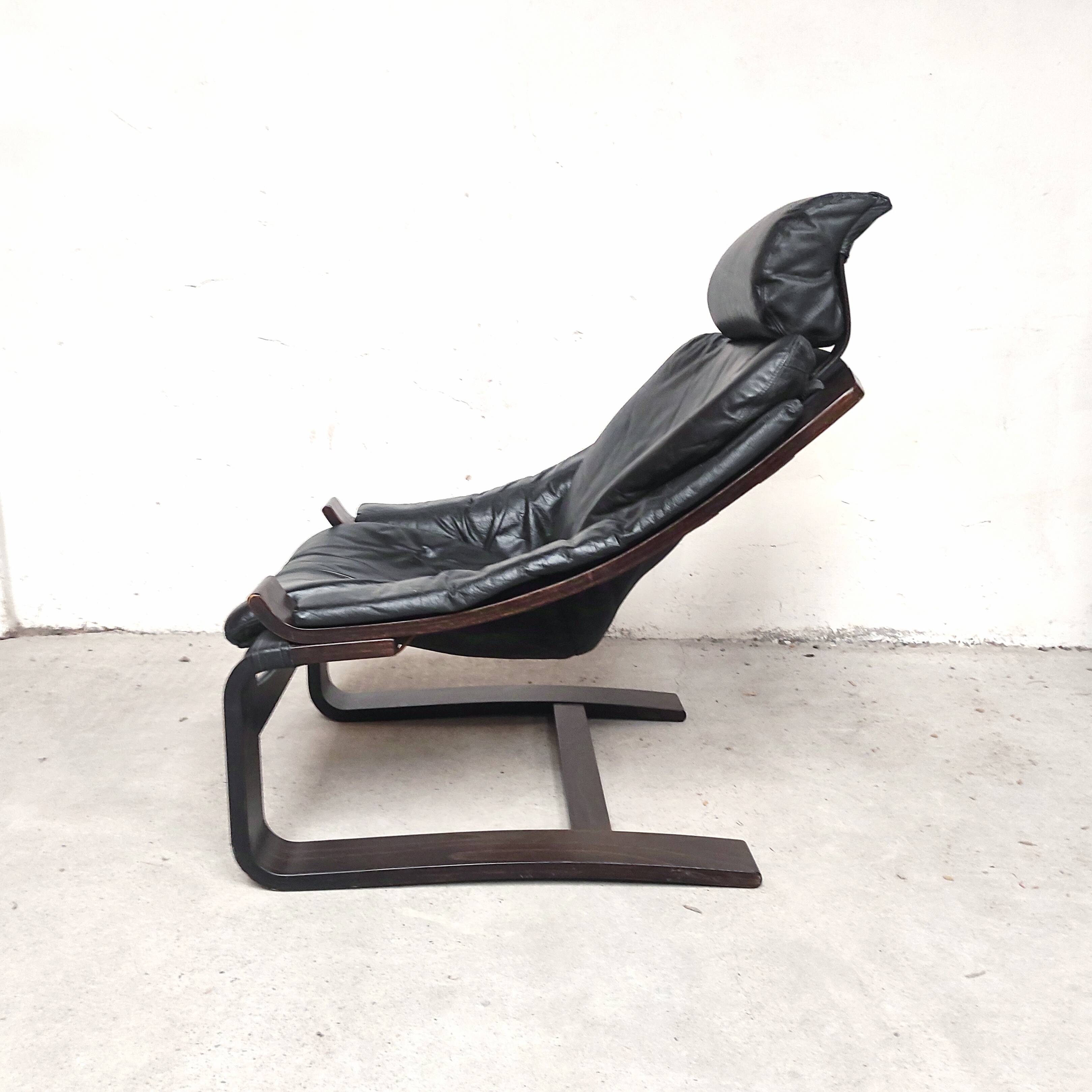 Pair of Kroken armchairs in black leather