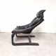 Pair of Kroken armchairs in black leather