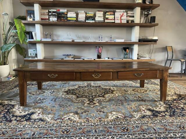 Large solid wood coffee table - old refectory table