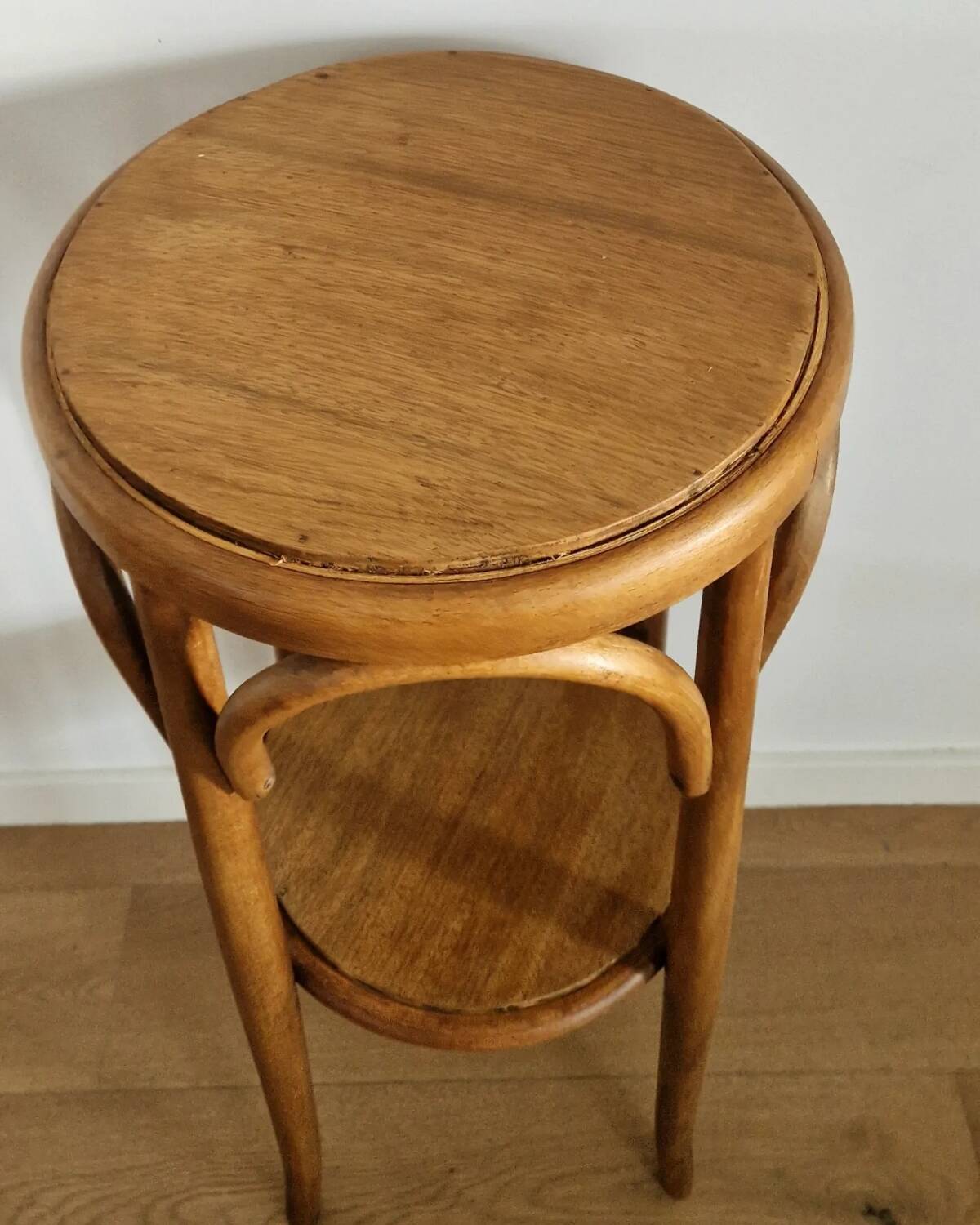 1940s curved wood side table