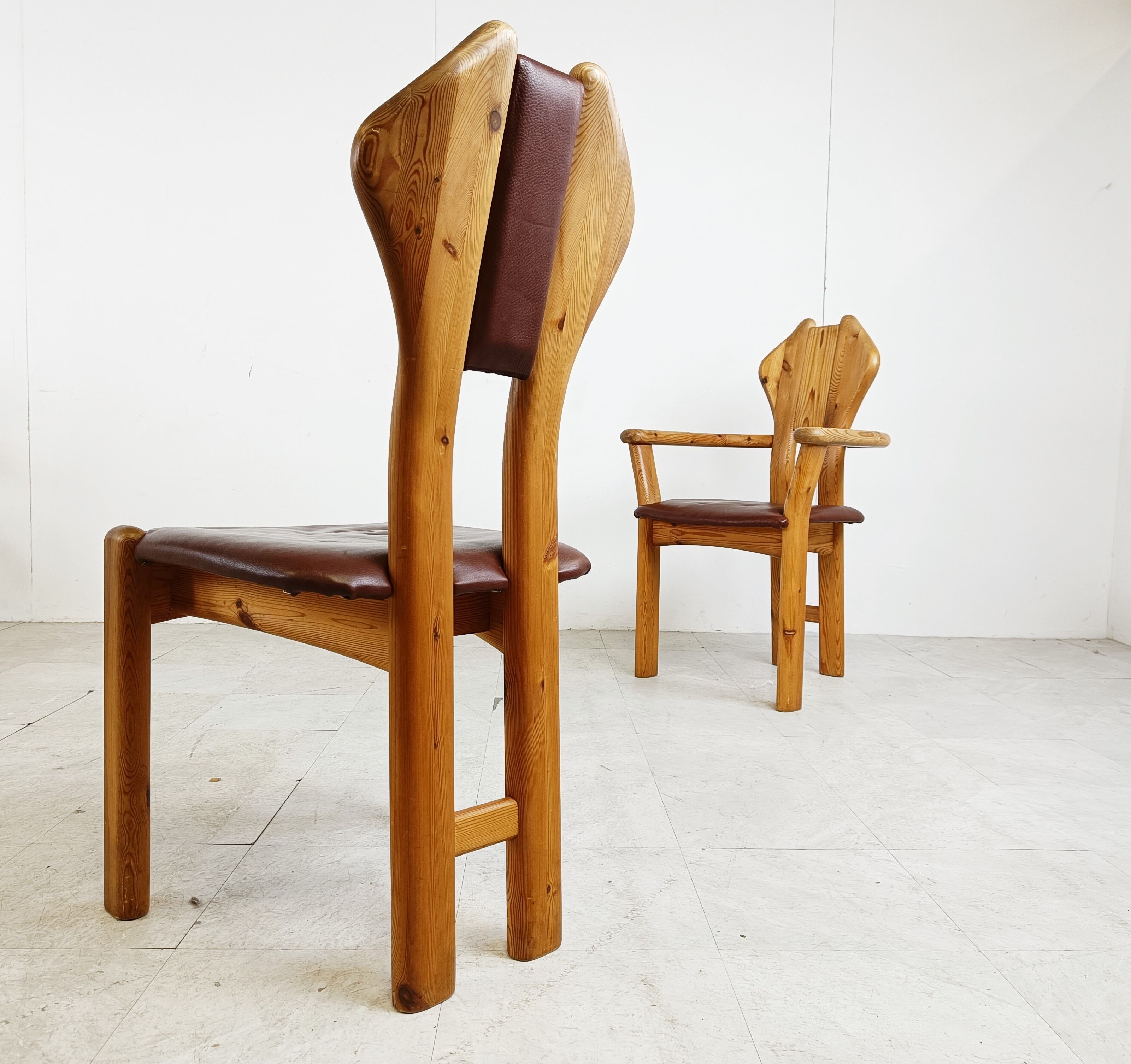 Chaises de salle à manger vintage en bois de pin - années 1970