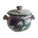 Vallauris lidded pot with thistle decoration