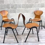 Lot of 4 chairs Ant Eromes 60s vintage