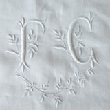 Antique linen sheet embroidered