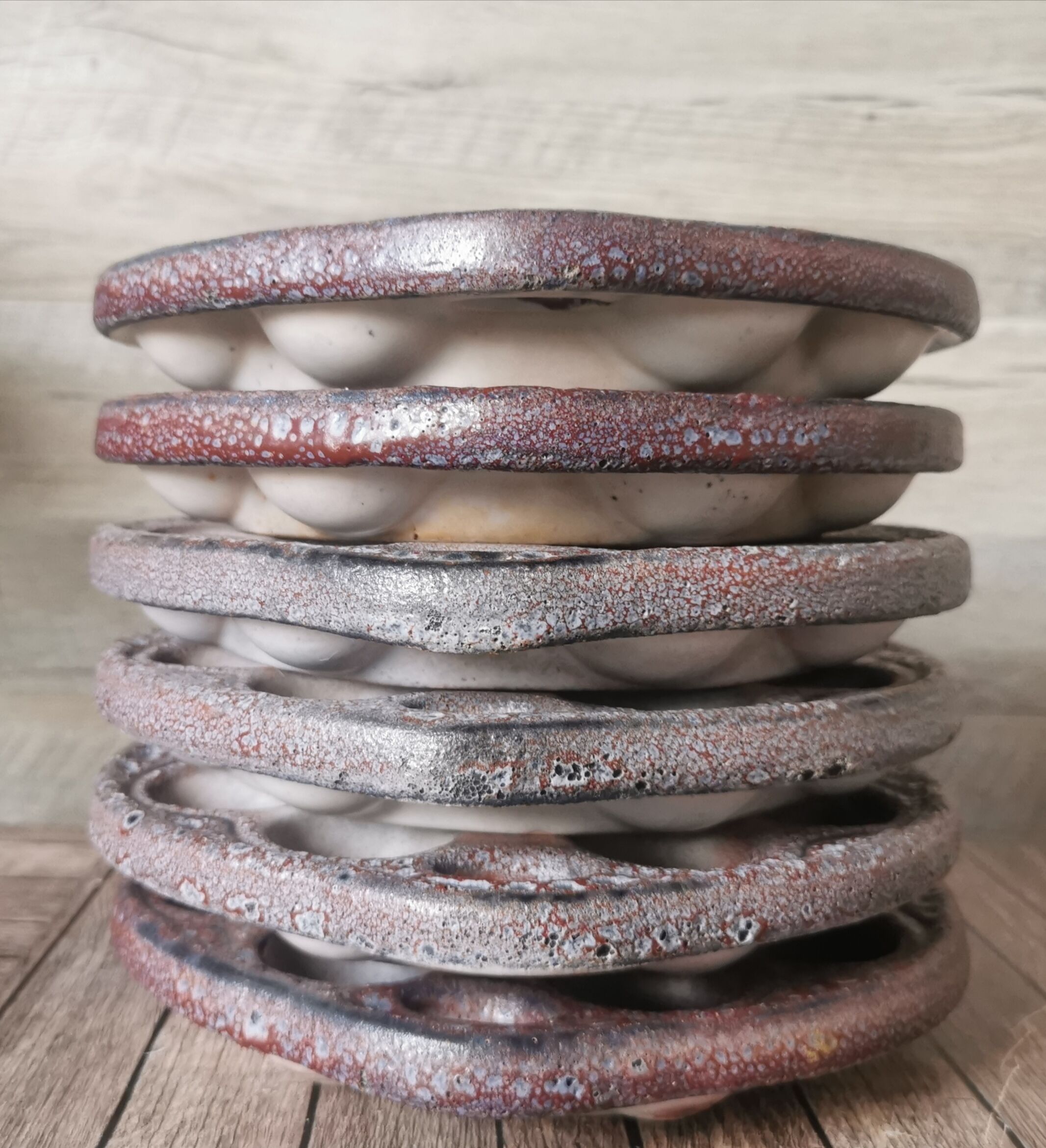 6 glazed ceramic snail plates