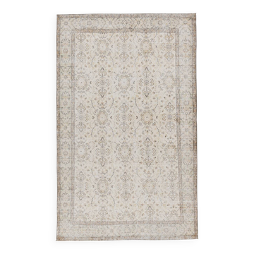 6x9 Beige & Brown Bordered Pattern Turkish Rug, 174x279Cm