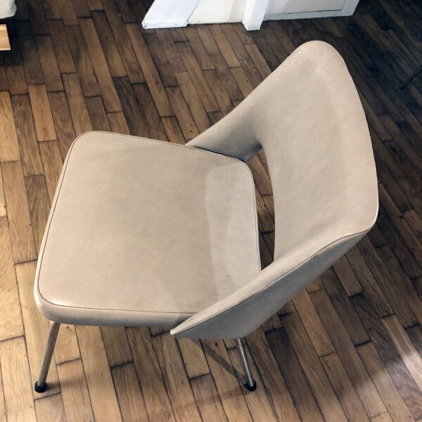 Fauteuil Vintage • Chrome • Skaï Beige • 1970