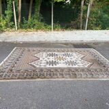 Large Persian rug beige brown wool knotted handmade 250x350cm