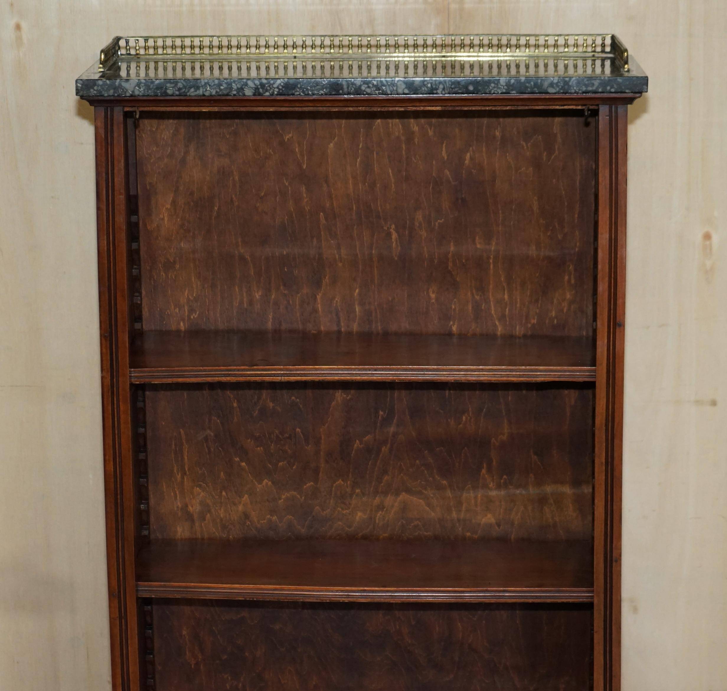 Pair of Regency Period Miniature Bookcases in Hardwood, Brass and Marble