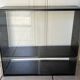 Double gold metal string shelves and black trays, vintage, 60s