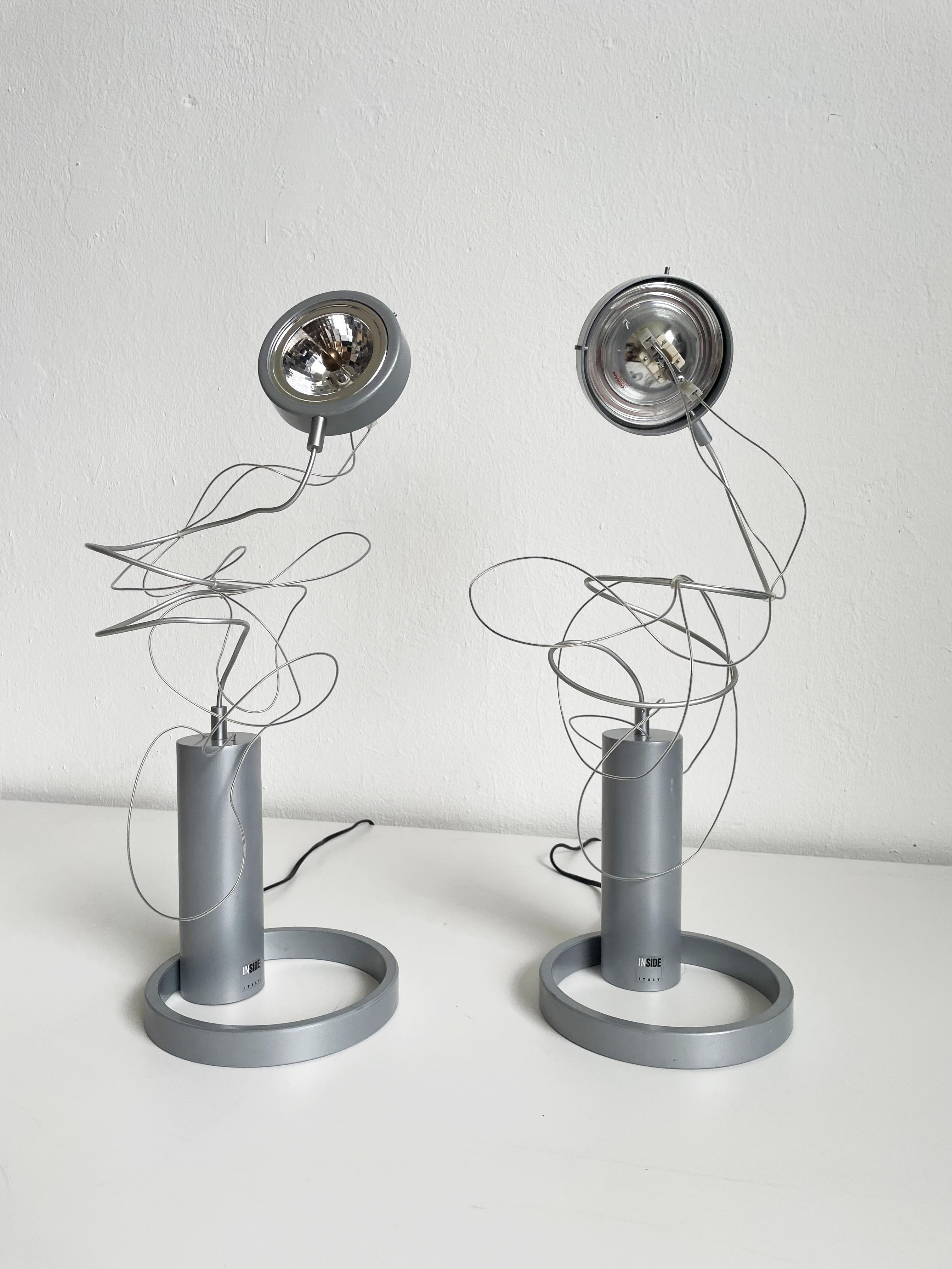 Pair of Postmodern Halogen Designer Table Lamps, Italy 1980's, 1990's