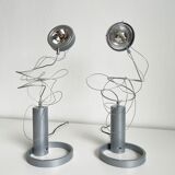 Pair of Postmodern Halogen Designer Table Lamps, Italy 1980's, 1990's