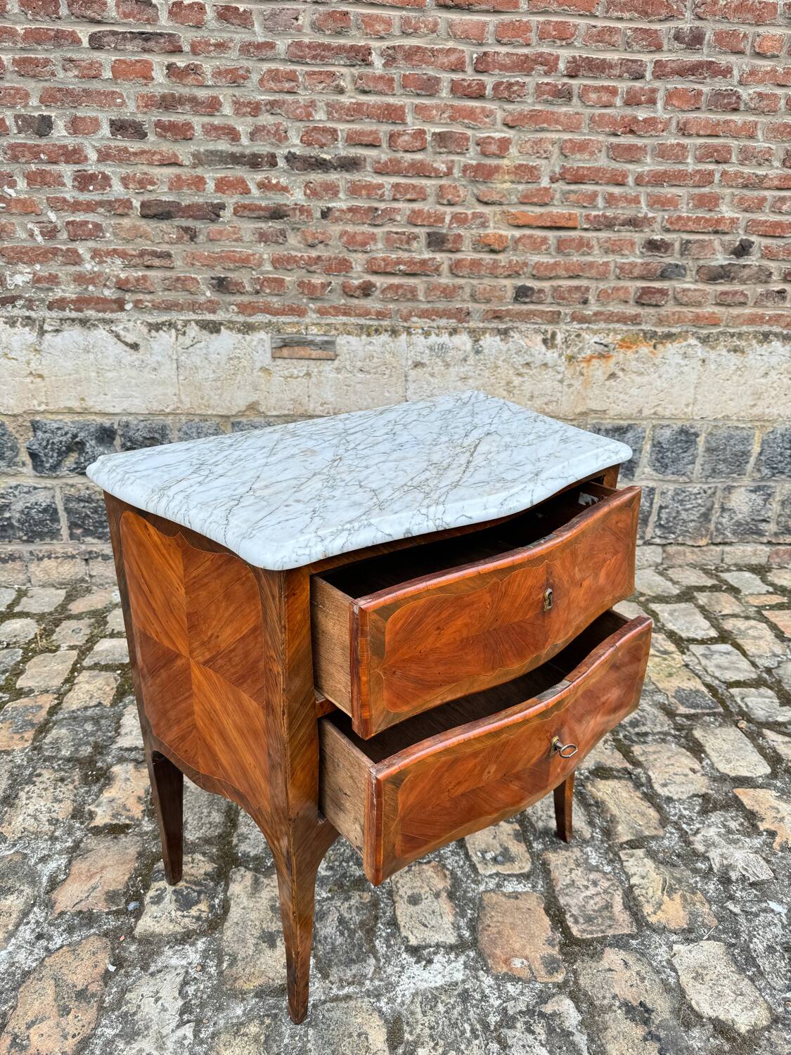 Pierre Roussel, Sauté Commode In Marquetry Louis XV Period XVIII Eme Century