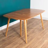 Retro Blonde Elm Model 444 Grand Plank Dining Table & 8 Goldsmith Dining Chairs