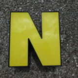 Yellow and black industrial sign letter "N"