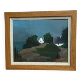 Original Swedish Oil on Canvas – “Coastal Village” by Gustav Tenberg