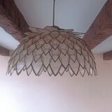 Large old chandelier in the shape of lotus flowers in mother-of-pearl and brass/ lotus flower ceiling light
