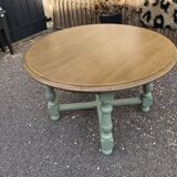Table à manger vert de gris et bois