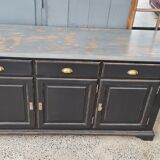 Three-door cabinet three drawers patina black