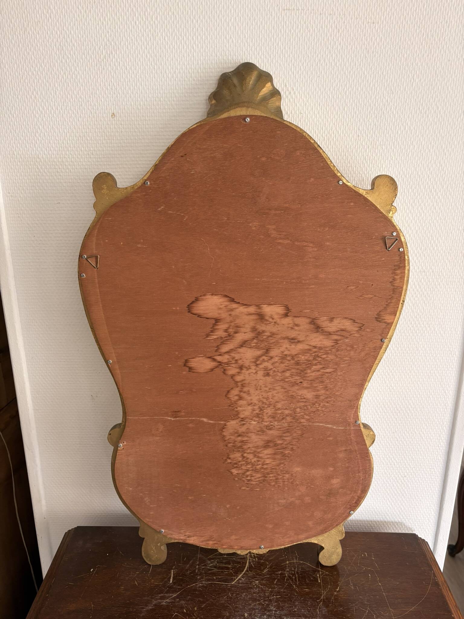 Antique gilded wall mirror, wood, Rocaille, Rococo, Louis XV, shell