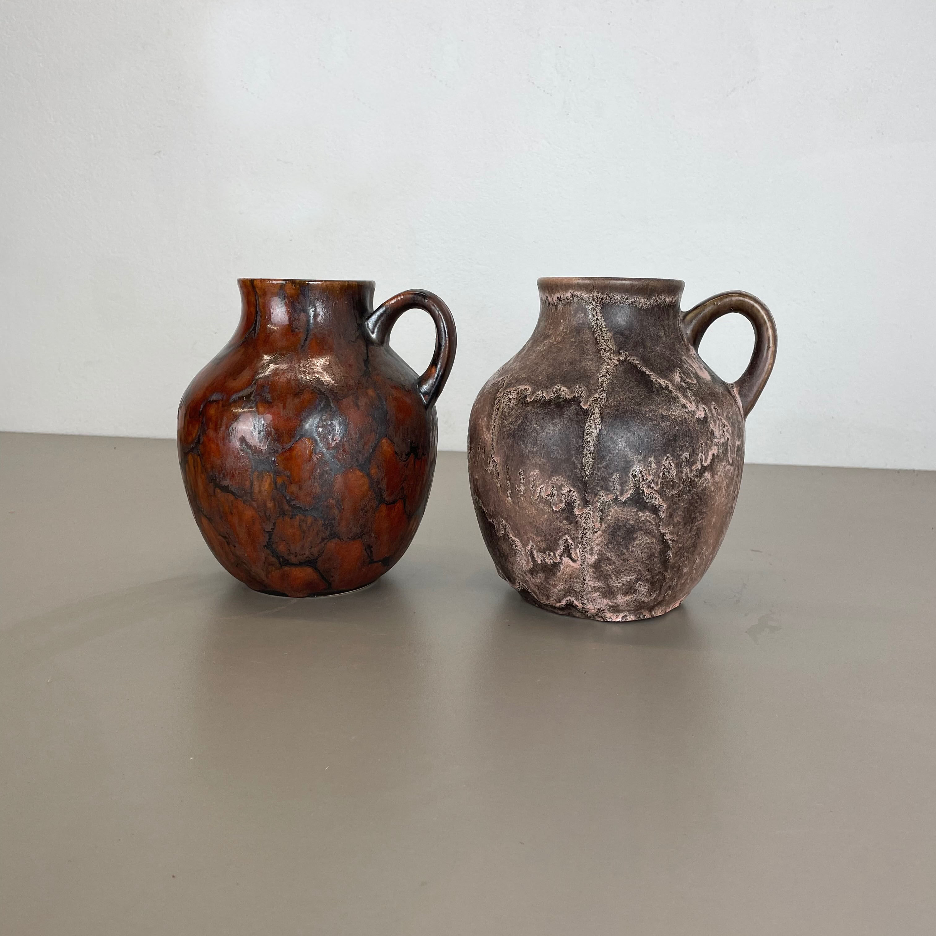 Set of 2 Pottery Vases Fat Lava Abstract Designed by Ruscha, Germany, 1960s