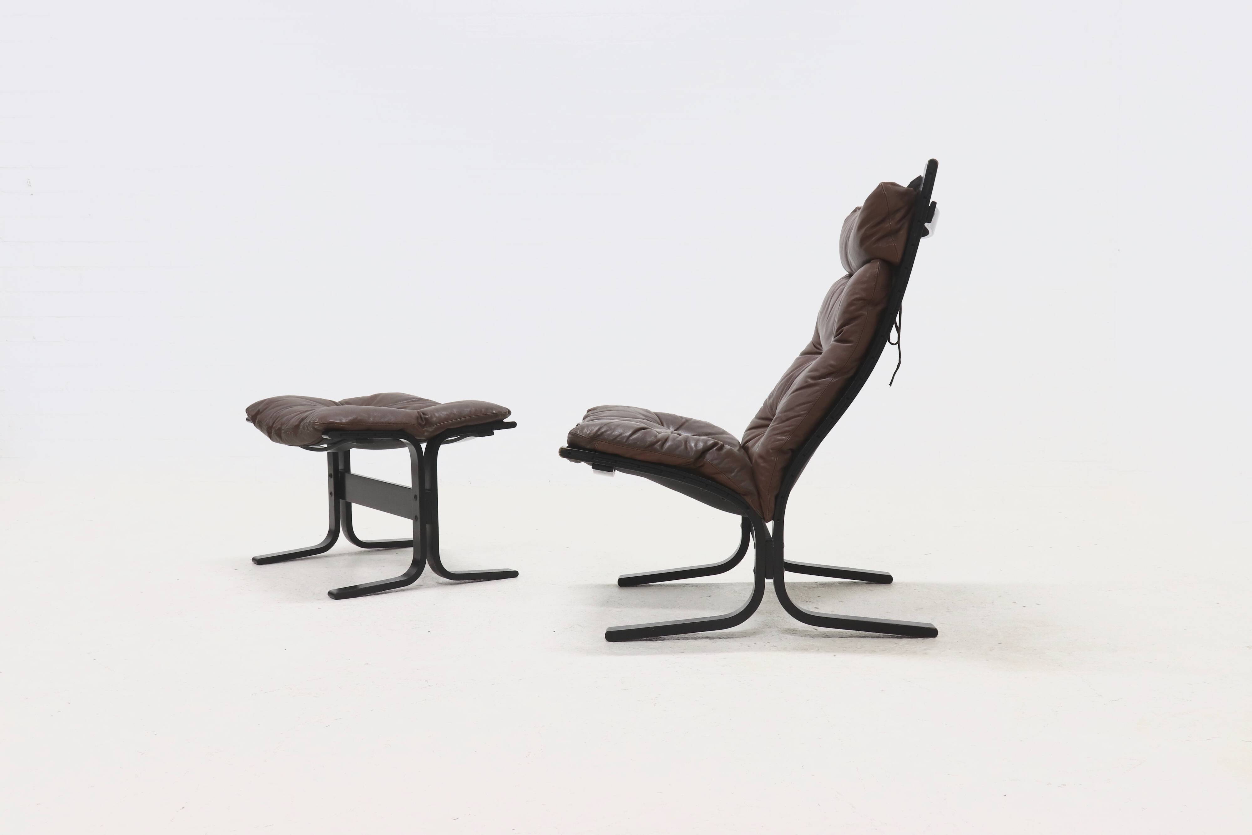 Siesta Lounge Chair and Ottoman by Ingmar Relling for Westnofa Norway 1960s