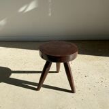 brown solid wood stool flat circular seat