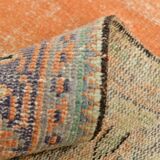 6x9 Antique Vintage Orange & Greeb Turkish Rug, 182x286Cm