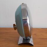 Vintage animated alarm clock in blue owl metal