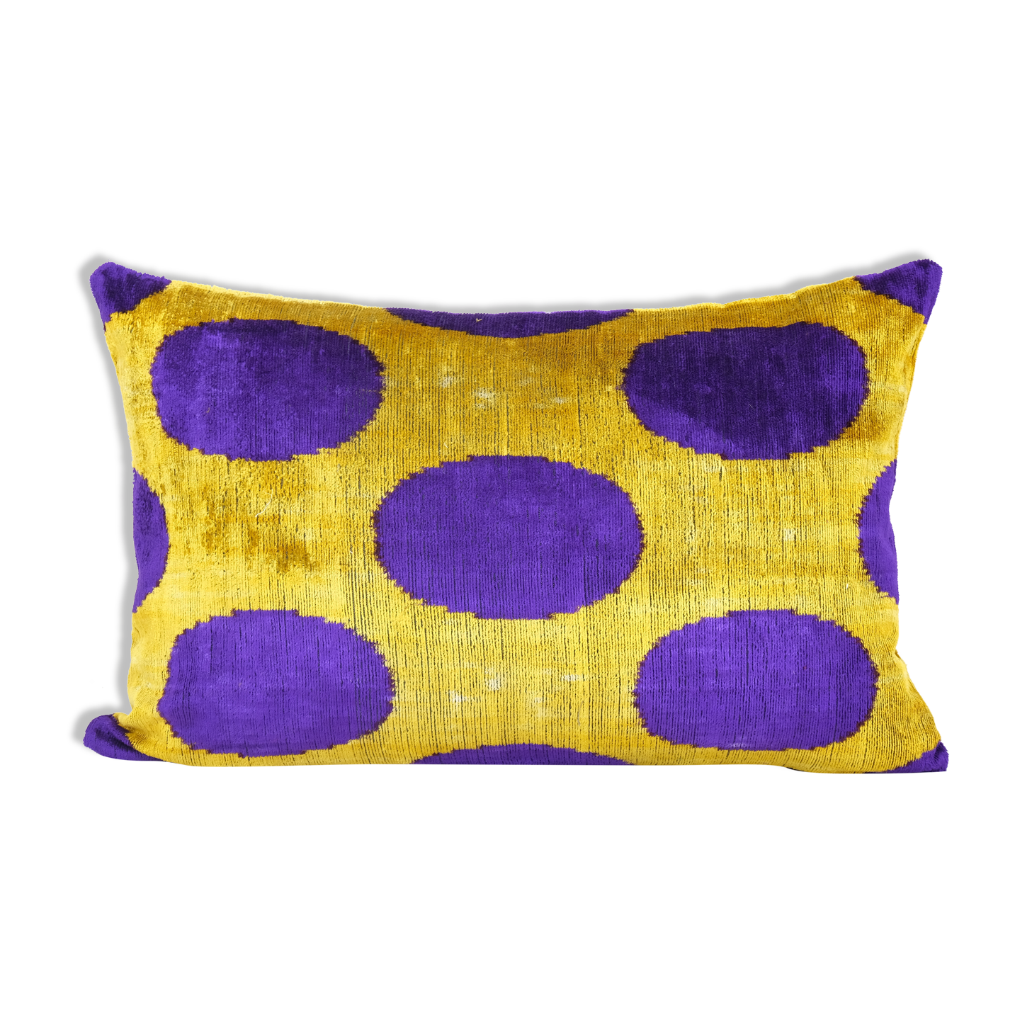 Ikat blue polka dot pillow cover - silk ethnic yellow velvet lumbar pillow cover - ethnic decorativ