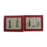 4 fashion drawings in ink and wash, signed and dated 1930 Marie DELEUSE (XIX-XXth century)