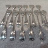 12 silver-plated oyster forks by Christofle Rubans Louis XVI