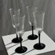 4 large Luminarc Octime vintage octagonal champagne flutes with black foot
