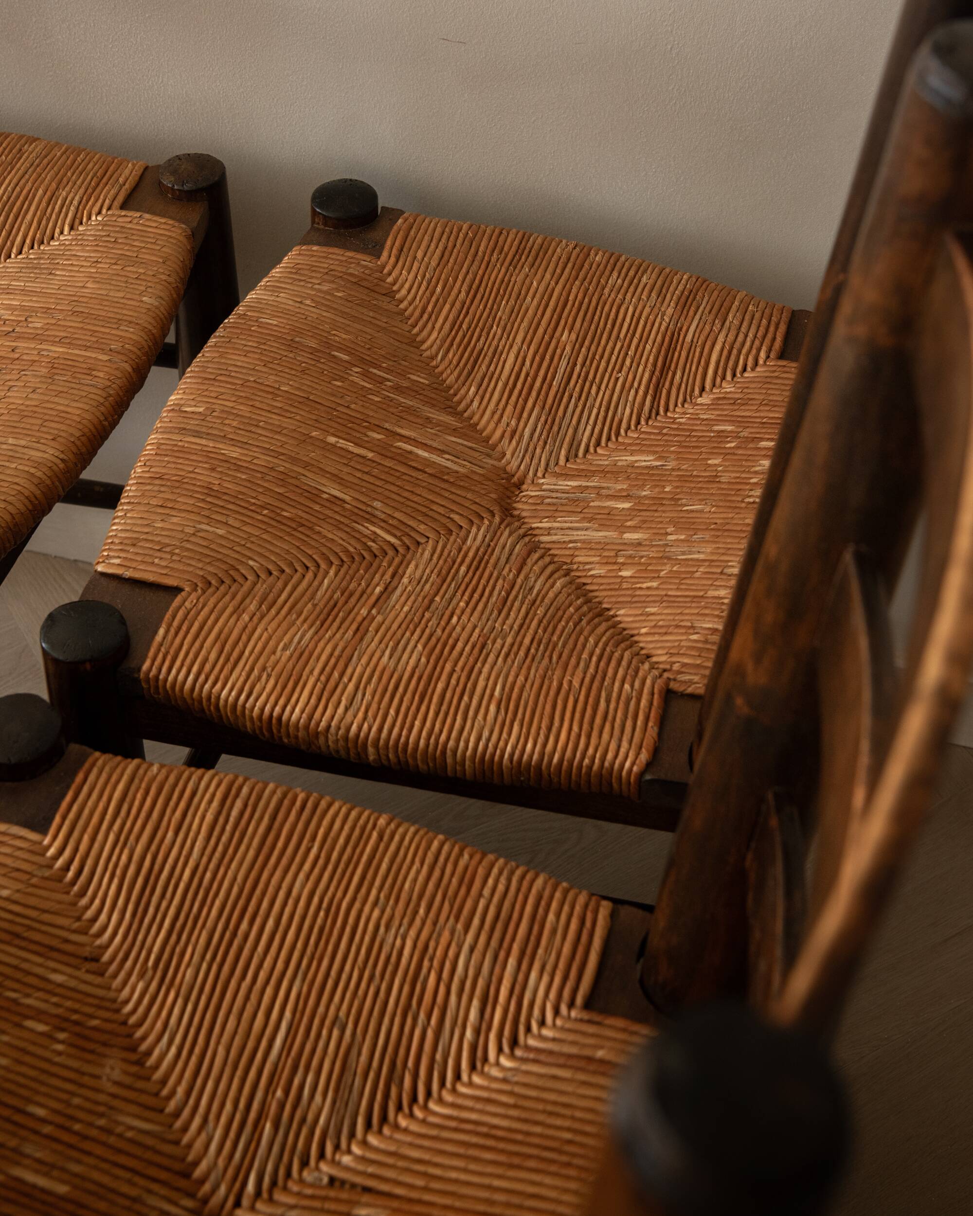 Vintage French Brutalist Dining Chairs by Georges Robert, 1950s, Set of 6