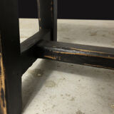 Painted wooden bench, black base, L179 cm