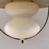 Beautiful older hanging lamp in brass and milky white glass. Germany 1950s