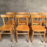 13 vintage wooden bistro chairs 1950 1960