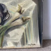 Still life with carrots, oil on canvas signed