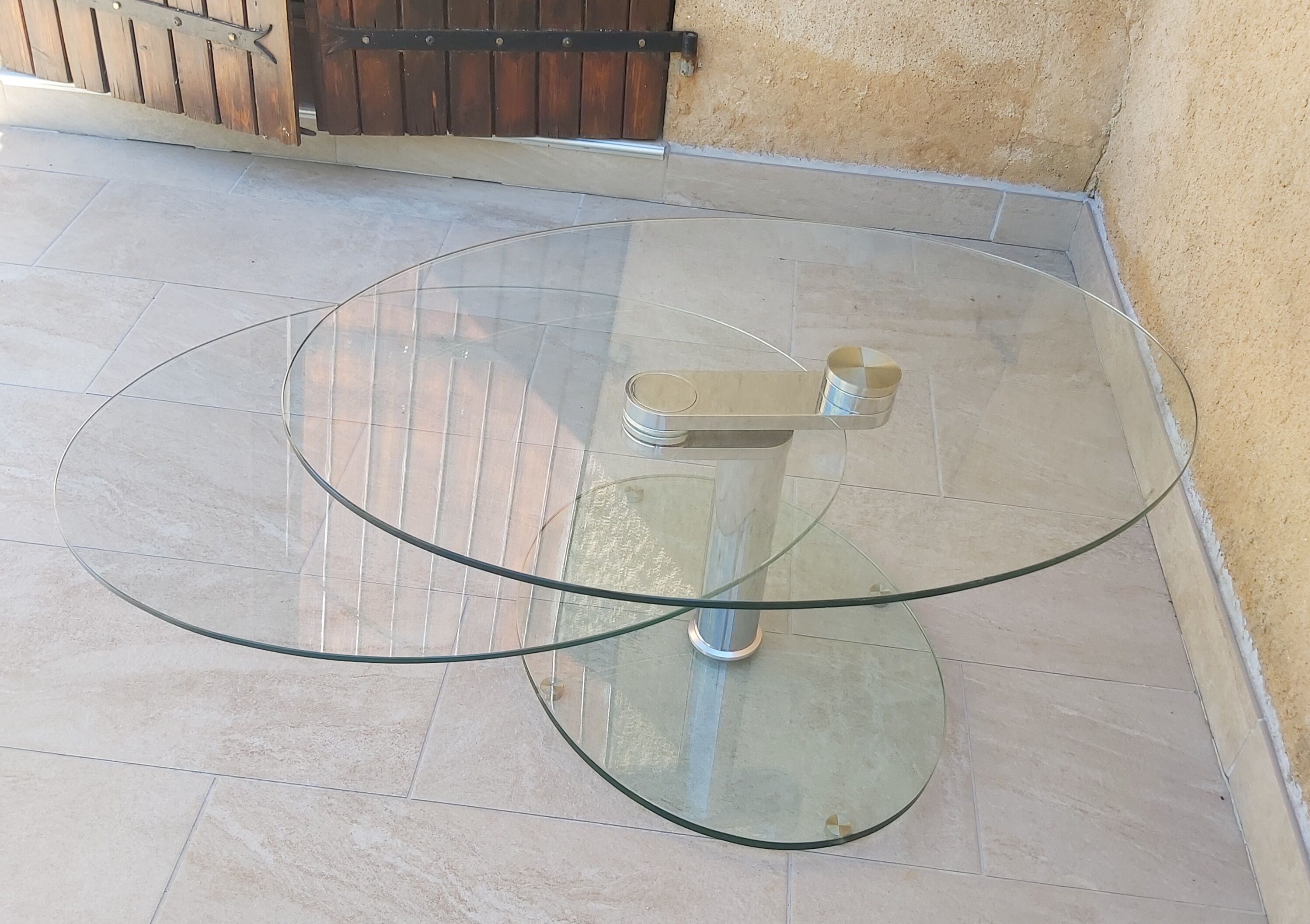 Table basse articulée en verre