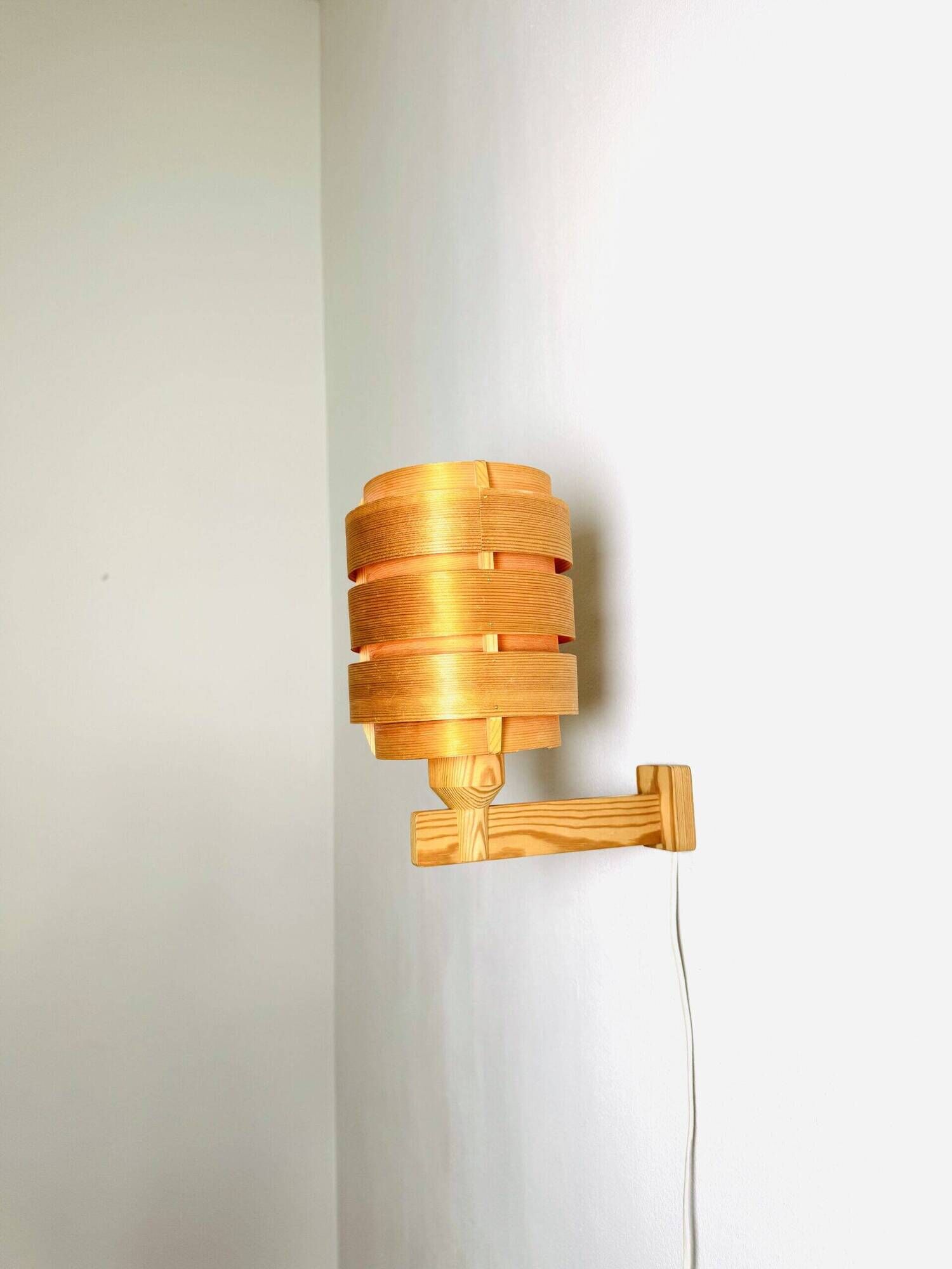 Mounted Pine Veneer Wall Lamp By Hans-Agne Jakobsson For Markaryd, Sweden 1960S
