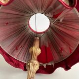 Late 19th century Art Nouveau wooden and gilded stucco floor lamp with fabric lampshade