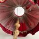 Late 19th century Art Nouveau wooden and gilded stucco floor lamp with fabric lampshade