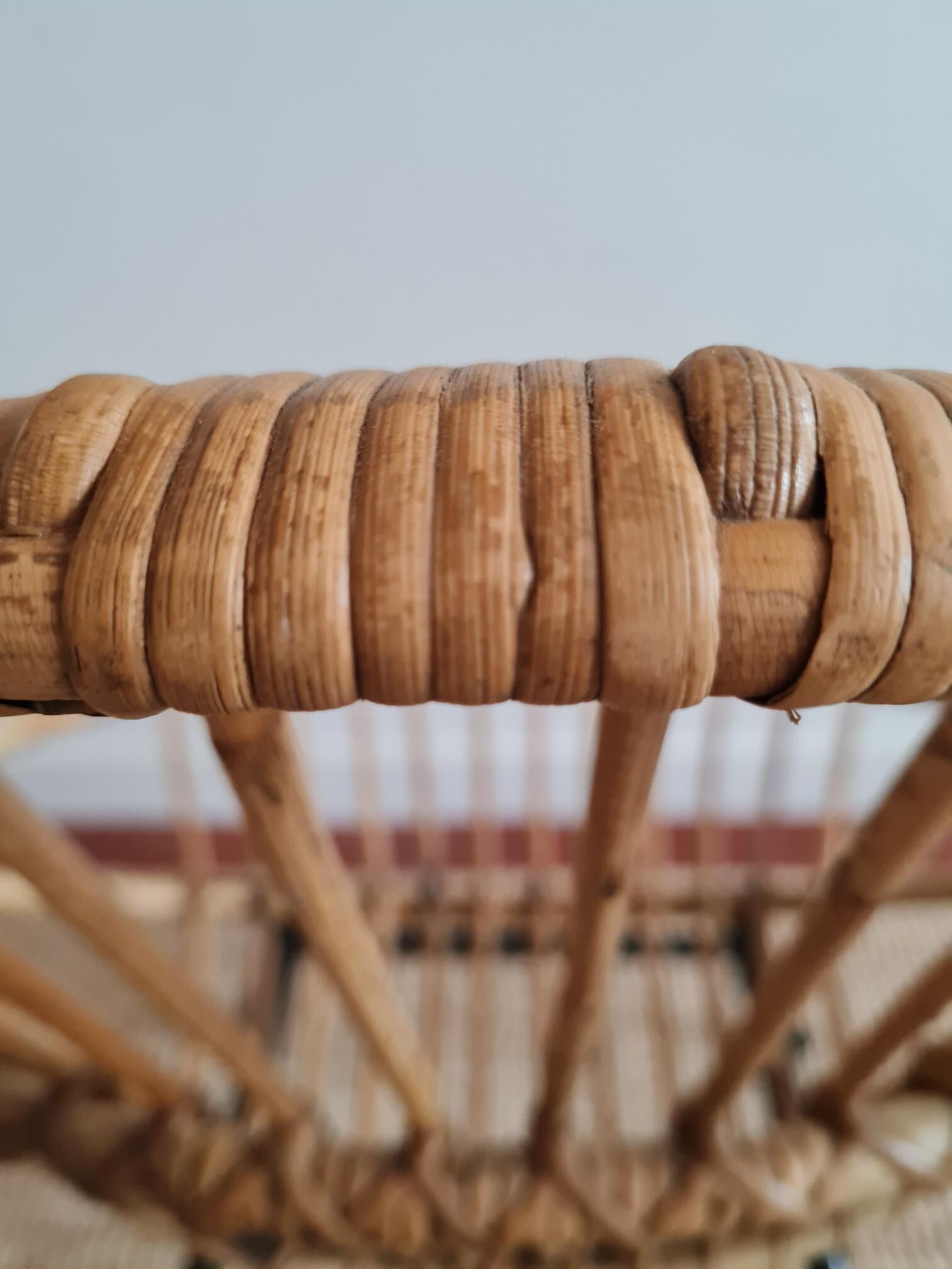 Vintage rattan shell armchair from the 60s