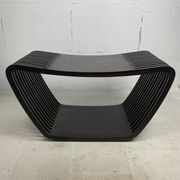 Banc ou table basse à lattes en bois ondulé et courbé, style néerlandais post-moderne, années 1970