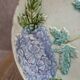 Antique majolica plate – Raised decoration of mauve hydrangeas – Art Nouveau